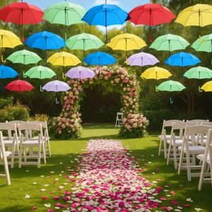 Eccliy Decorative Street Umbrella for Hanging 35.5 Inch Macaron Color Stick Umbrellas for Outdoor Wedding Birthday Party Decor Photo Booth Props Garden Street Commercial Decoration