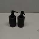 Hand and Dish Soap Dispenser Set for Kitchen, 2 Pack 11 fl oz Matte Black Ribbed Glass Soap and Lotion Dispensers Sets with Pump for Bathroom, Modern Refillable Liquid Soap Pump Bottle