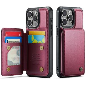 Vinich for iPhone 15 Pro Max Wallet Case with Card Holder, RFID Blocking Credit Slots Kickstand Shockproof Phone Cover for Women Men, Wine Red