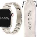 My Pretty Strap - Compatible Apple Watch Band Strap, Stainless Steel Fashion iWatch Replacement Strap- Easy Resizing, No Tool Needed, Fits Most Wrists- Compatible with Series 1-11, SE and Ultra (44MM / 45MM / 46MM / 49MM / (Series 1-3 - 42MM), Classic Vogue Starlight)