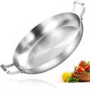 Inqibee 16 Inch Tri-ply Stainless Steel Paella Pan
