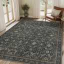 6X9 Washable Area Rug for Living Room, Vintage Boho Non-Slip, Black