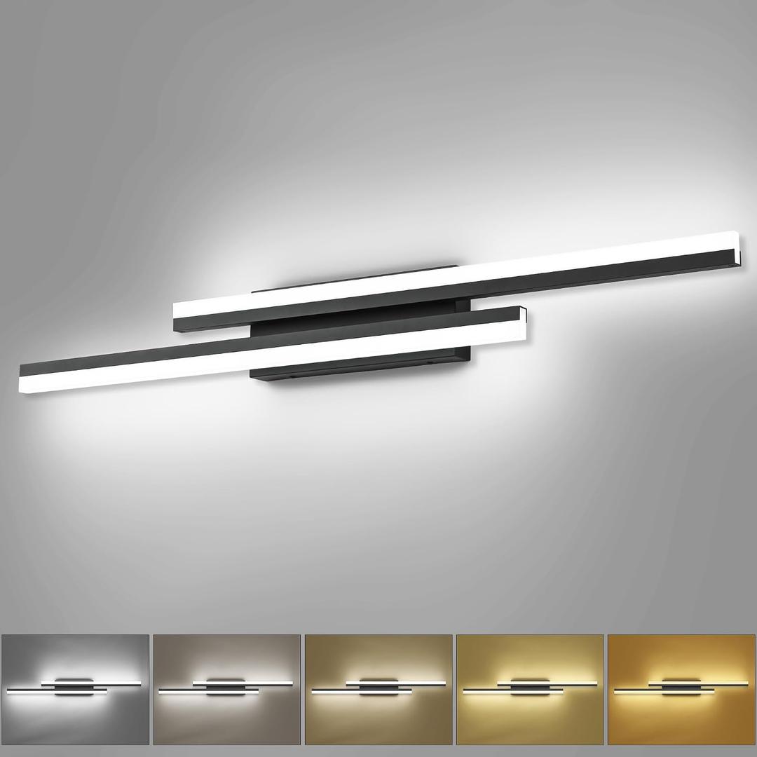 PRESDE 40 Inch LED Bathroom Vanity Light Bar, Modern Black Wall Lighting Fixture Over Mirror 5CCT