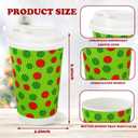 JarThenaAMCS 100Pcs Green Christmas Disposable Coffee Cups with Lids Paper Cups Red Green Dot Corrugated Ripple Wall Insulated Hot Cup for Xmas Winter Supplies, 16oz