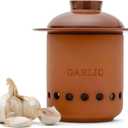 Monkey Business Garlic Keeper Terracotta Garlic Storage Container with Separate Ventilated Compartments for Whole Bulbs & Loose Cloves Garlic Holder That Keeps Garlic Fresh & Kitchen Organized