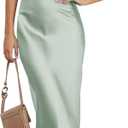 MEROKEETY Women's Summer Satin Strapless Bodycon Dress 2026 Backless Tube Wedding Guest Cocktail Formal Party Maxi Dresses, XS