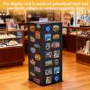 LEIFIDE 19 8 1/2 8 1/2 inch Rotating Metal Black Four-Sided Magnetic Display Stand, suitable for magnetic keychains, jewelry, badges, models, jewelry fridge magnets, etc