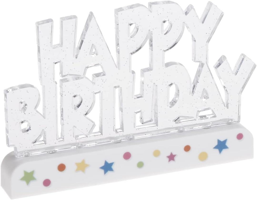 Dazzling Flashing Happy Birthday Cake Decoration - 3.25" x 4.75" (1 Count) - Perfect Celebration Centerpiece