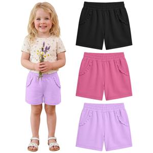 Halfchet 3 Pack Toddler Girls Shorts, 3-Color, 18-24 Months