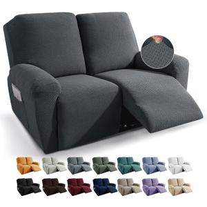 JIVINER Loveseat Recliner Covers 6-Piece Stretch Jacquard Recliner Sofa Slipcover 2 Seater Washable Reclining Couch Cover with Pocket Fitted Furniture Protector Cover (Loveseat Recliner, Dark Gray)
