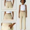Women's Moisture-Wicking Crop Flare Pants - Shockcord Waist, Compressive Fabric & Side Pockets | Yoga,Fitness,Daily Use (Large, Brown Rice)