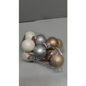 12 Pcs Modern Neutral Christmas Ball Ornaments Set 2.4 Inch Rustic White Brown Xmas Baubles Shatterproof Textured Farmhouse Modern Christmas Decor for Xmas Tree Holiday Indoor Home Decor