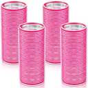 WILLBOND 4 Pcs Long Hair Rollers for Bangs Aluminum Core Curlers Thermal Self Grip Roller for Long and Medium Hair Women Hairstyle(4.7 x 2 Inch,Rose Red)