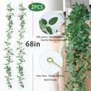 Mizii 2 Strands Artificial Vines Garland 68" Fake Vine with Small Green Leaves Silk Rose Leaf Faux Hanging Plants Greenery Decorations for Bedroom Room Table Centerpieces Wedding Decor (Rose Leaves)