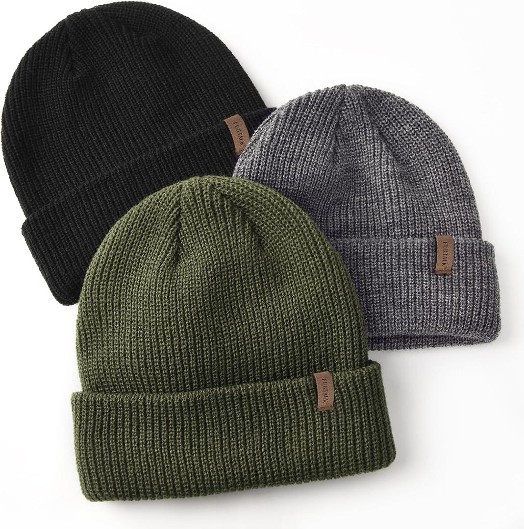 FURTALK Toddler Beanie Baby Boys Girls Beanies Kids Winter Hats Children Knit Warm Caps (6-36 Months, Black+mixed Grey+green)