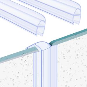2 Pack Shower Door Side Seal Strip, 39.37 Inch Frameless Glass Shower Door Seal Strip, PVC Waterproof U-Type for 3/8"(10 mm) Glass to Stop Shower Leaks No Adhesive Needed
