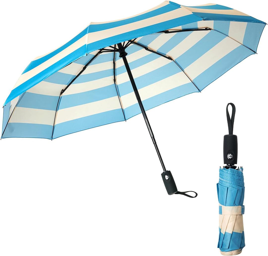 Mr. Pen- Windproof Travel Umbrella, Blue Stripes Automatic Umbrellas for Rain, Compact Umbrella, Travel Umbrella Compact, Umbrella Windproof Umbrella, Umbrellas for Rain Windproof, Portable Umbrella