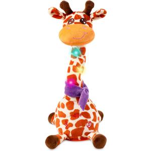 Dancing Talking Giraffe Toy, Stuffed Animal Baby Toy Repeating What You Say, Glowing Musical Electronic Giraffe Gifts for Toddlers 1-3 Years Old (New Giraffe)