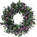 Puleo International 30" Artificial Lavender and Eucalyptus Floral Spring Door Wreath