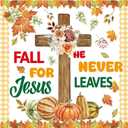 6 x Fancy Land Thanksgiving Jesus Christian Bulletin Board Decoration Fall Pumpkin Maple Cross Cutouts for Autumn Classroom School Wall Door Decor