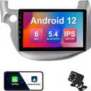 2+32G 10.1-inch Android 12 Car Stereo for Honda Fit 2008-2013 IPS Touchscreen Screen Car Radio with Carplay & Android Auto Support Backup Camera GPS FM Navi BT SWC