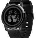 Mens Watch Ultra-Thin Digital Sports Watch Waterproof Stainless Steel Fashion Wrist Watch for Men Women (Black)