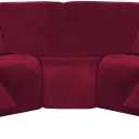 ULTICOR 7-Piece L Shape Sectional Recliner Sofa Covers, Velvet Stretch Reclining Couch Covers for Reclining L Shape Sofa, Thick, Soft, Washable (Burgundy - Wine, L Shape 5 Seat Recliner Cover)
