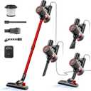 Corded Stick Vacuum Cleaner, 25Kpa Powerful Stick Vacuum, 2 in 1 Vacuum Cleaners,1.2 L Dust Cup, Corded Handheld Vacuum Pet for Hair, Short-Pile Carpet, Hardfloor (Red)