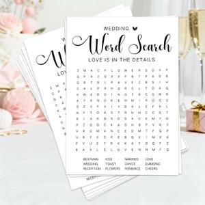 Bridal Shower Games Word Search Bachelorette Party Wedding Shower Games Engagement 50 Guests