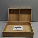 3-Piece Large Bamboo Storage Box Set, 3.1 in High Stackable Deep-Drawer Organizer for Kitchen Cutlery, Cookware, Utensils & Knives, Exquisite Durable Lidless Wooden Bin (14.6"x10.2"*1+10.2"x7.3"*2)