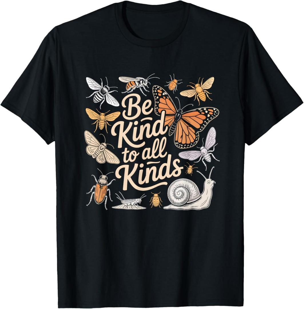Vintage Be-Kind To All Kinds Bugs Entomology Entomologist T-Shirt, S