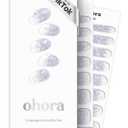 ohora Semi Cured Gel Nail Strips (N Shooting Star) - Purple, Glitter, Works with Any UV/LED Lamps, Salon-Quality, Long Lasting, Easy to Apply & Remove - Includes 2 Prep Pads, Nail File & Wooden Stick
