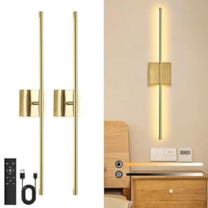 Wall Sconces Battery Operated, Wall Sconces 3000K-6000K Dimmable Rechargeable Wall Sconce with Remote Control, 350Rotate LED Wireless Wall Lights for Living Room, Hallway, Bedroom(Black)