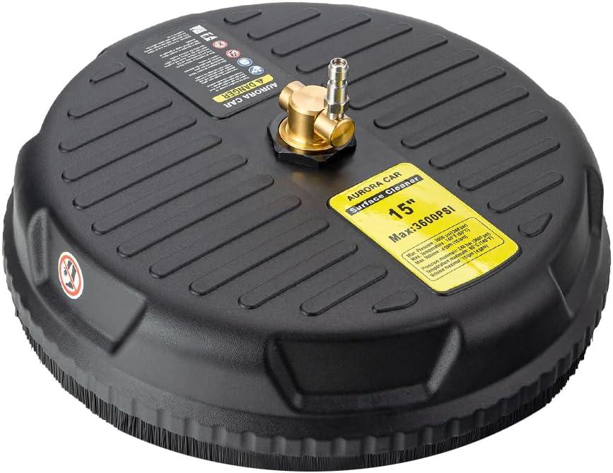 15" Pressure Washer Surface Cleaner, 3600PSI, Black, Industrial Style, Battery Powered, Surface Cleaner Attachment with 1/4" Quick Coupler for Driveway, Sidewalk, Garden, Patio