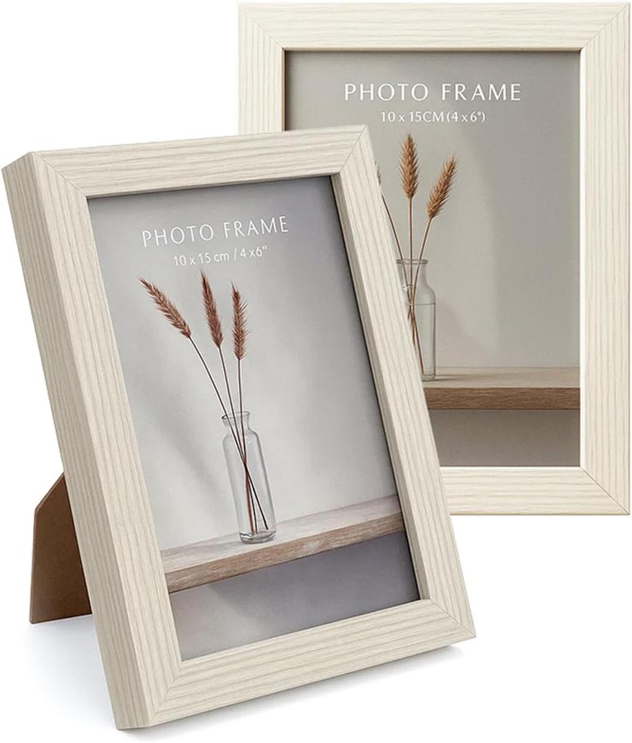 Display 4x6 Picture Frame Set of 2, 4 x 6 Photo Frames with High Definition Real Glass, Horizontal/Vertical Tabletop Display, White 2 Pack