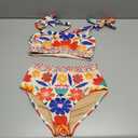 Herseas Womens Bikini Sets Two Piece Full Coverage Swimsuits Shoulder Strap Knot Padded High Rise Tummy Control Bathing Suits Teens Slimming Swimwear Beach Vacation Clothes Orange, Small