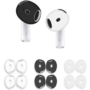 6 Pairs Ear Cover for AirPods 4,Anti Slip Ear Skin Tips Accessories Sport Ultra Thin Slim Soft Silicone Ear Tips Earbuds Gel Cover Compatible with AirPods 4th Generation (White&Black)