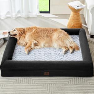 WNPETHOME XL Extra Large Orthopedic for Senior Dog Bed Comfy Sleeping | Washable Dog Couch with Removable Waterproof Cover, Large Pet Sofa Bed with Bolster Sides for Relaxing Black 41x28 Inch