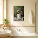 AtterrirArt Framed Funny Bathroom Wall Art, 16 * 24 Inches, Toilet Paper Floral Wall Decor, Vintage Botanical Canvas Print Poster, Green Moody Wall Art for Restroom, Toilet, Ready To Hang