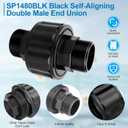 SP1480BLK Pool Pump Filter Connector Compatible with Hayward DE and Cartridge Filter, 1-1/2-Inch MIP Black Self-Aligning Double Male End Union Replace for Hayward Model #Cc1000 & Cc1500 Parts, 2 Pack