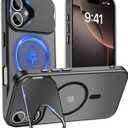 Cufelf Magnetic for iPhone 16 Plus Case(Compatible with Magsafe)(Built-in Invisible Kickstand) Military Drop Protection,Anti-Fingerprint,Anti-Scratch,Matte Translucent Phone Cover,6.7",Black