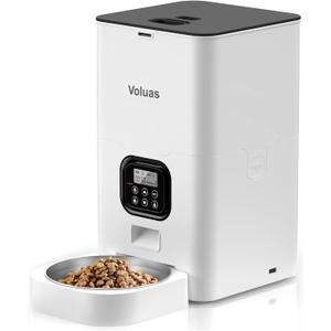VOLUAS Automatic Cat Feeders - Pet Food Dispenser for Dry Food, Timed Cat Feeder with Desiccant Bag, Programmable Portion Size Control 4 Meals Per Day, 10s Voice Recorder