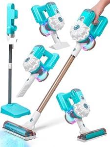 Kidzlane Toy Vacuum Cleaner for Toddlers – Real Working Kids Vacuum with Suction, Cordless Pretend Play Dyson-Style Vacuum Toy, Rechargeable, Multiple Cleaning Modes, Learning & Role-Play Fun