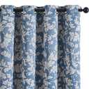 jinchan Vintage Curtains 84 Inch Long Cream Scroll Leaf Dusty Blue Curtians for Living Room Bedroom Room Darkenign Drapes Thermal Insulated Classic Traditional Privacy Grommet Top 2 Panels