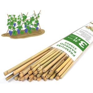 Plant Stakes,3FT Longer Sturdy Natural Bamboo Garden Stakes,GAGINANG 25Pcs Bamboo Sticks Trellis Support for Tomato, Vegetables Beans Trees Climbing Plants
