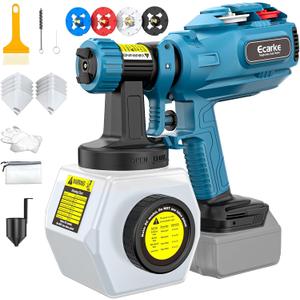 Ecarke Cordless Paint Sprayer Compatible with Makita 18V Battery - Side-Fill Design (No Disassembly) & Onboard Nozzle Storage - 43,000 RPM, 1200mL Tank, 4 Nozzles - DIY to Pro Use (Tool Only)