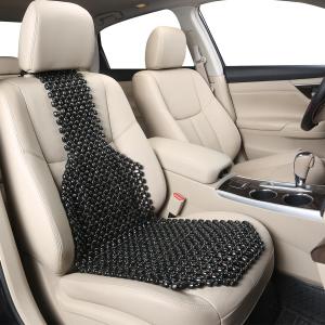 Breathable Wood Beaded Seat Cushion, Cooling Double Strung Auto Back Massaging Driver Seats Cover for Fatigue Relief, Comfort Ventilated Support Cushion for Car Seat Chair (Black)