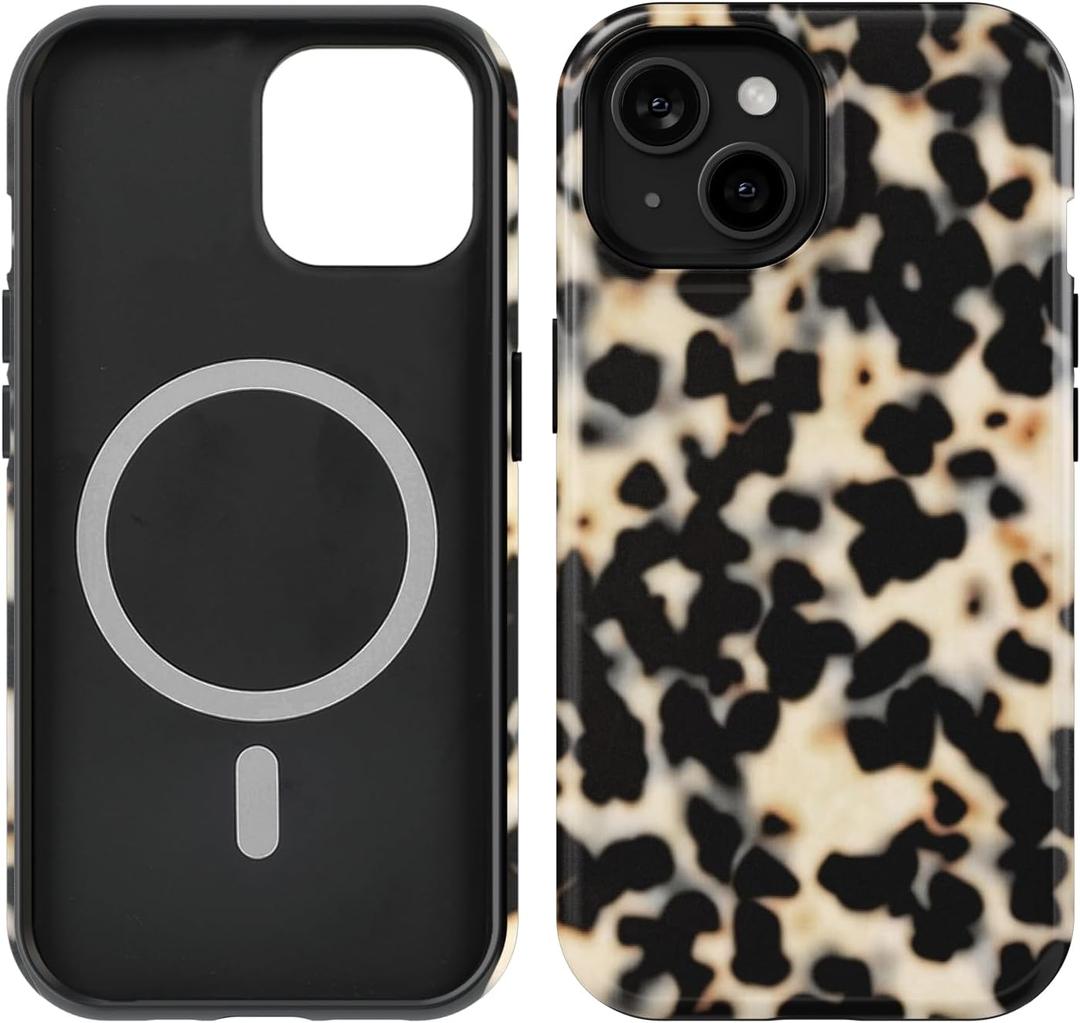 Compatible with iPhone 15/14/13 Case [8 ft Drop Tested] Compatible with MagSafe - Cute Tortoise Shell Mag Series Cases for Women Girls (iPhone 15/14/13 6.1")