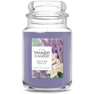 Yankee Candle Large Jar Scented Candle with up to 150 Hour Burn Time, Premium Plant Wax Blend for Consistent Burn, 22 oz Jar Candle with Room Filling Fragrance, Lavender Vanilla