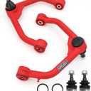 2-4" Lift Front Upper Control Arm for 2009-2024 Ram 1500/Classic, PU Bushings, 2 Replacement Ball Joints, Wrinkle Red